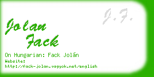 jolan fack business card
